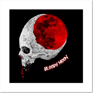 Bloody Moon - Lunar Bleeding Skull Posters and Art